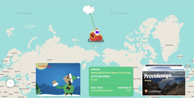 Google запустил интерактивный сайт для отслеживания передвижений Санта-Клауса