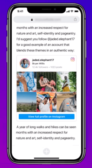 Instagram добавил возможность встраивать профили на сторонние сайты