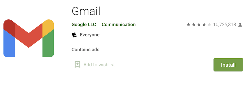 Количество загрузок Gmail для Android достигло 10 млрд