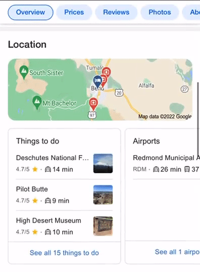 Google тестирует новый блок для городов и других локаций в результатах поиска
