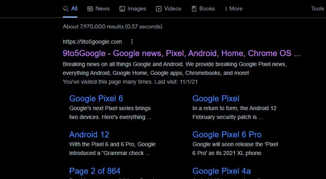 Google тестирует черную темную тему в поиске на десктопах
