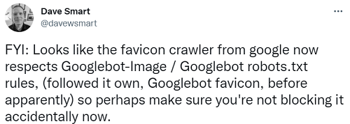 Google Favicon теперь следует правилам для Googlebot-Image и Googlebot в robots.txt