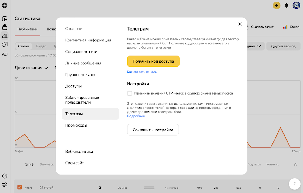 Яндекс.Дзен позволил менять значение UTM-меток в постах, транслируемых из Telegram